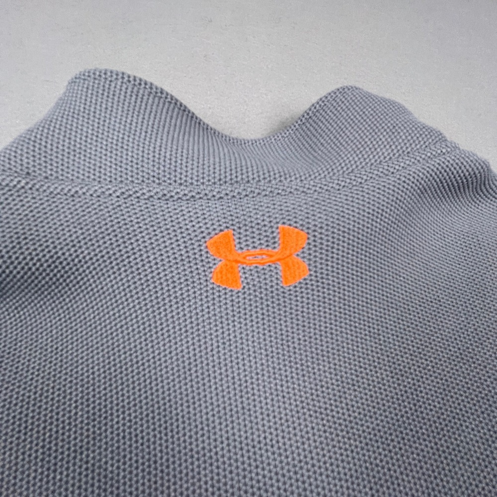 Under Armour Quarter Zip Pullover Mens 2XL Grey Orange Athletic Fleece Gym Top - Picture 13 of 15